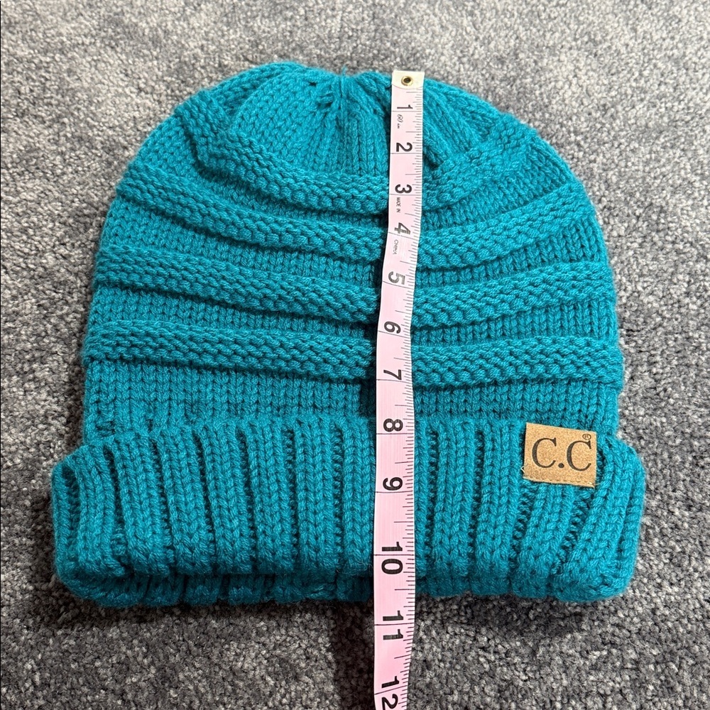 C.C Teal Knit Slouchy Beanie Hat One Size - Picture 4 of 5